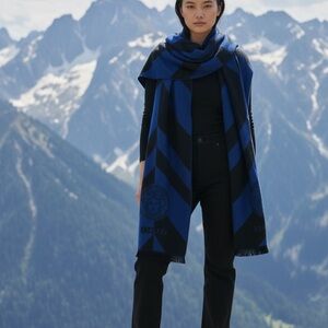 Versace Blue and Black Scarf NWOT